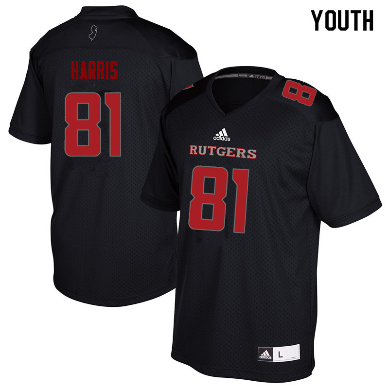 Youth #81 Clark Harris Rutgers Scarlet Knights College Football Jerseys Sale-Black - Click Image to Close